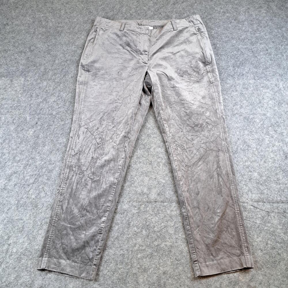 J Jill Pants Womens 14 Gray Straight Ankle Leg Stretch Velveteen Trousers Career